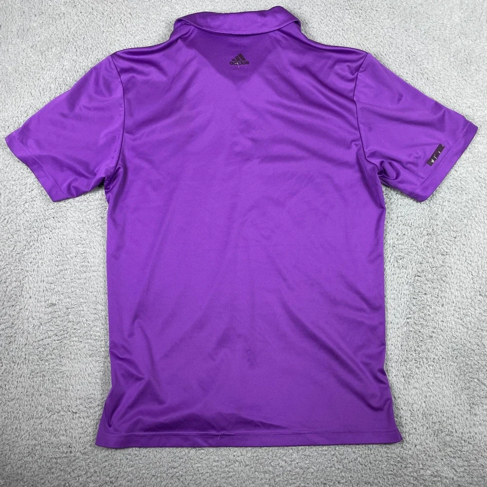 Adidas Puremotion Golf Polo Mens Medium Purple Graphic Short Sleeve Performance